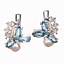 Silver earrings with cut London topazes and zircons Ag 925 015728 LT