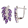 Silver earrings with cut African amethysts and zircons Ag 925 016771 AFAM