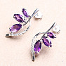 Silver earrings with cut African amethysts and zircons Ag 925 019520 AFAM