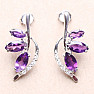 Silver earrings with cut African amethysts and zircons Ag 925 019520 AFAM