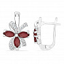 Silver earrings with cut rubies and zircons Ag 925 026541 RB