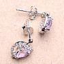 Silver earrings with cut Pink amethysts and zircons Ag 925 07539 PAM