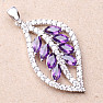 Silver pendant with African amethyst and zircons in the shape of a leaf Ag 925 019981 AFAM