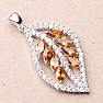 Silver pendant with Madeira citrine and zircons in the shape of a leaf Ag 925 019981 MCT