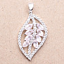 Silver pendant with rosewood and zircons in the shape of a leaf Ag 925 019981 RQ