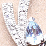 Silver pendant with aquamarine and zircons in the shape of a leaf Ag 925 020160 AQ