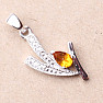 Silver pendant with Madeira citrine and zircons in the shape of a leaf Ag 925 020160 MCT