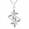 Silver pendant with cut Ethiopian opals and zircons Ag 925 022674 ETOP