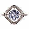 Silver ring with cut tanzanites and zircons Rhodium line Ag 925 016530 TZ-Z