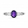 Silver ring with African amethyst and large zircons Ag 925 012108 AFAM