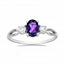 Silver ring with African amethyst and large zircons Ag 925 012108 AFAM