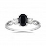 Silver ring with cut black sapphire and large zircons Ag 925 012108 BLS