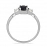 Silver ring with cut black sapphire and large zircons Ag 925 012108 BLS