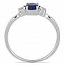 Silver ring with cut blue sapphire and large zircons Ag 925 012108 BS