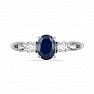 Silver ring with cut blue sapphire and large zircons Ag 925 012108 BS