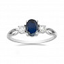 Silver ring with cut blue sapphire and large zircons Ag 925 012108 BS