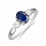 Silver ring with cut blue sapphire and large zircons Ag 925 012108 BS