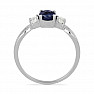 Silver ring with cut blue sapphire and large zircons Ag 925 012108 BS