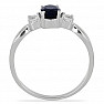 Silver ring with cut black sapphire and large zircons Ag 925 012108 BLS