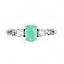 Silver ring with cut emerald and zircons Ag 925 012108 EM