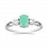 Silver ring with cut emerald and zircons Ag 925 012108 EM