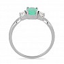 Silver ring with cut emerald and zircons Ag 925 012108 EM