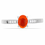 Silver ring with orange opal and zircons Ag 925 012812 OROP