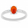 Silver ring with orange opal and zircons Ag 925 012812 OROP