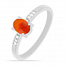 Silver ring with orange opal and zircons Ag 925 012812 OROP