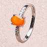 Silver ring with orange opal and zircons Ag 925 012812 OROP