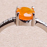 Silver ring with orange opal and zircons Ag 925 012812 OROP