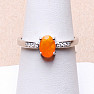 Silver ring with orange opal and zircons Ag 925 012812 OROP