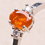 Silver ring with orange opal and zircons Ag 925 015001 OROP