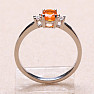 Silver ring with orange opal and zircons Ag 925 015001 OROP