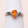 Silver ring with orange opal and zircons Ag 925 015001 OROP