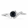 Silver ring with cut black sapphire and zircons Ag 925 015092 BLS