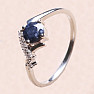 Silver ring with cut black sapphire and zircons Ag 925 015092 BLS