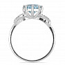 Silver ring with large Blue Sky topaz and zircons Ag 925 015554 BT