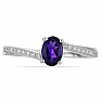 Silver ring with African amethyst and zircons Ag 925 017195 AFAM