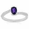 Silver ring with African amethyst and zircons Ag 925 017195 AFAM