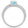 Silver ring with Swiss Blue topaz and zircons Ag 925 017195 SBT