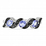 Silver ring with cut tanzanites and spinels Rhodium line Ag 925 018343 TZ