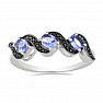 Silver ring with cut tanzanites and spinels Rhodium line Ag 925 018343 TZ