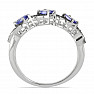 Silver ring with cut tanzanites and spinels Rhodium line Ag 925 018343 TZ