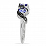 Silver ring with cut tanzanites and spinels Rhodium line Ag 925 018343 TZ