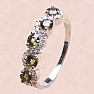 Silver ring with cut moldavites and zircons Ag 925 020711 MD