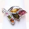 Silver ring with cut multicolored tourmalines Ag 925 023241 MT