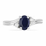 Silver ring with blue sapphire and zircons Ag 925 026295 SAF