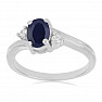 Silver ring with blue sapphire and zircons Ag 925 026295 SAF