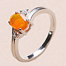 Silver ring with orange opal and zircons Ag 925 026295 OROP